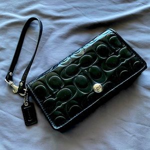 Coach Black Patent Wallet Wristlet